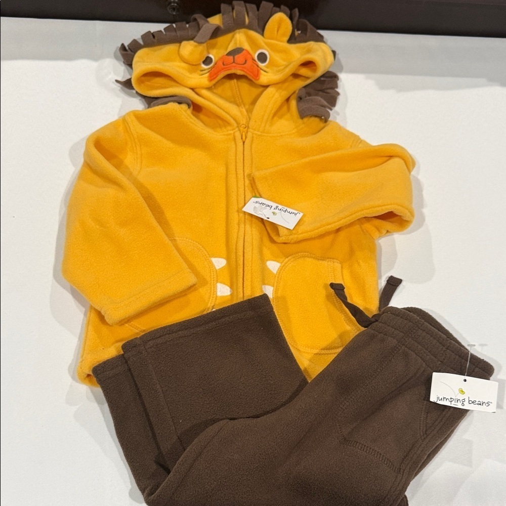 Jumping Beans Yellow Lion Hoodie and Brown Pants Set